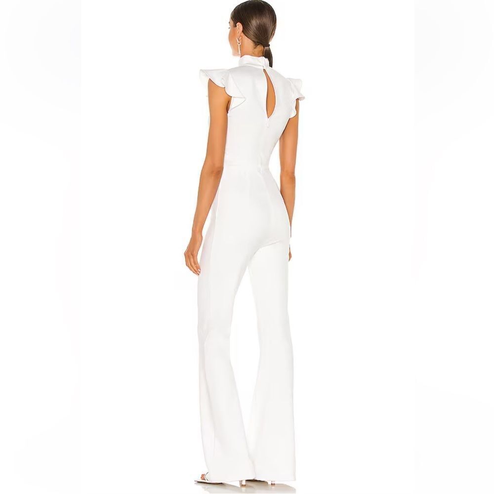 Amanda Uprichard X REVOLVE Davina Jumpsuit in Optic White Ruffled bell bottom S - Picture 4 of 8